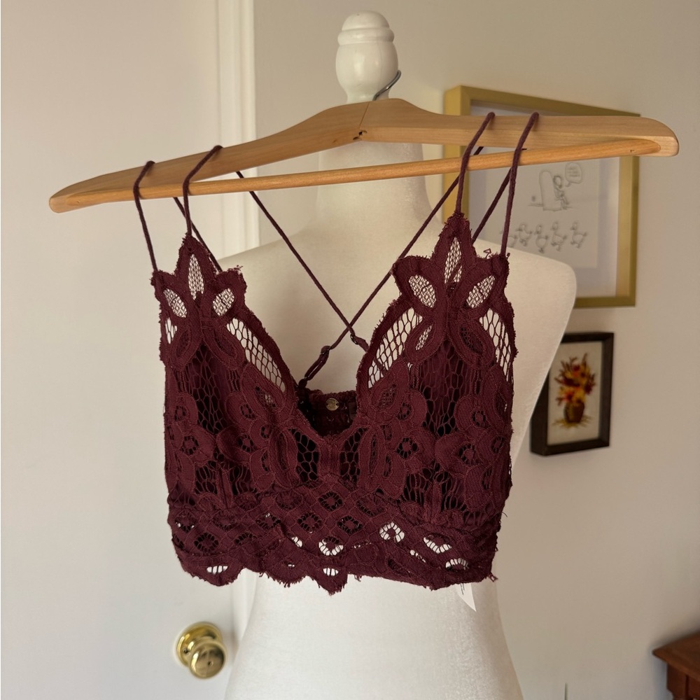 Free People Burgundy Lace Bralette